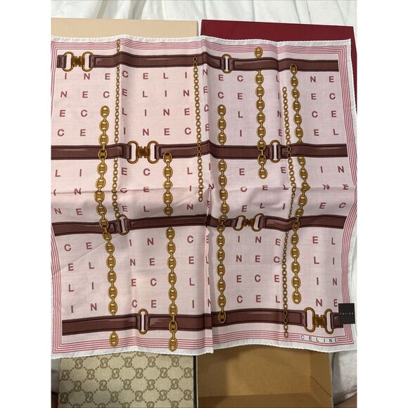 Celine Paris Chain Link Pink Gold Neck/bag scarf - Picture 1 of 5
